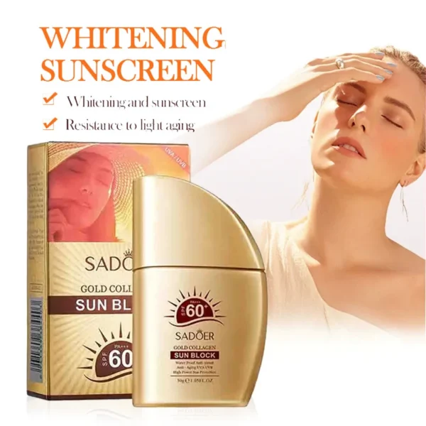 SADOER Gold Collagen Sunscreen Whitening UV Creams - Image 2