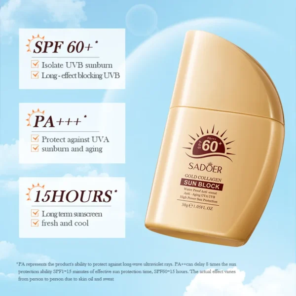 SADOER Golden Collagen UV Protection Non Greasy Sunscreen - Image 3