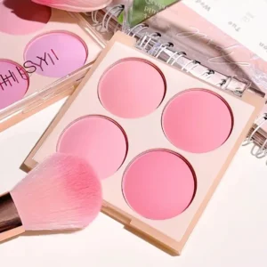 4-color peach, pink, coral matte blush powder